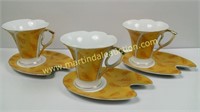 Italian Design Porcelain Cups & Saucers -Orange