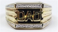 Sterling Gold Plated Onyx & Diamond " Dad " Ring
