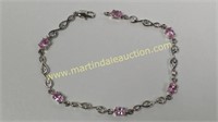 Sterling Silver Pink Sapphire Swirl Bracelet