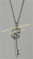 Sterling Silver Dangle Key Diamond Necklace