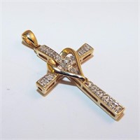 14k Gold And Diamond Cross Pendant