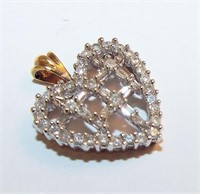 10k Gold Diamond Encrusted Heart Pendant