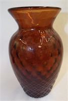 Pilgrim Glass Amber Diamond Optic Vase