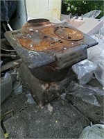 Antique iron cooktop by Oakland fdy Company,