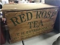 Large Red Rose Tea Box Crate