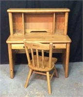 Wooden Desk W/Matching Wooden Chair -6C