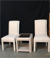 2 Matching Parsons Chairs w/ Side Table FD