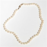 Pearl Choker Necklace with 14K Gold Clasp