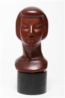 Finely Carved Art Deco Wood Bust