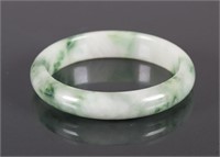 Burma Green and White Jadeite Bangle