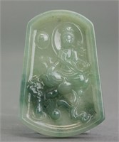 Burma Green Jadeite Guanyin Pendant with Cert