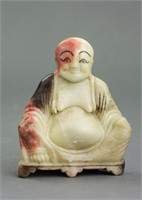 Chinese Shoushan Stone Carved Happy Buddha Statue