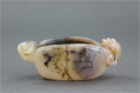 Chinese Fine Agate Carved Dragon Water Pot