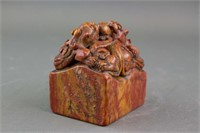 Chinese Fine Shoushan Stone Carved Dragon Seal