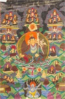 Tibetan Tanka Painting of Guru on Canvas