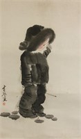 Wang Youzheng b.1941 Chinese Watercolour PaperRoll