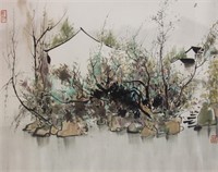 Wu Guanzhong 1919-2010 Watercolour on Paper Roll