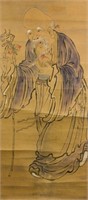 Longevity Deity Chinese Watercolour on Paper Roll