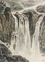 Feng Jianwu 1910-1989 Watercolour on Paper Roll