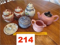 3 Ginger Jars - 1 Candleholder & 3 Pc's Stoneware