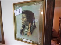 Framed Indian Art by Bill Hampton 17" W X 21" T