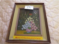 Oil Painting Flower Scene by Desi Framed within a