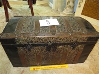 Small Antique Camel Back Trunk with Modern Tray