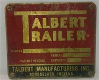 Brass New Old Stock Talbert Trailer sign