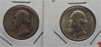(2) Washington Silver Quarters. Dates: 1950-D,