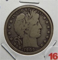 1906-O Barber Silver Half Dollar.