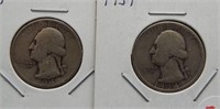 (2) Washington Silver Quarters. Dates: 1934,