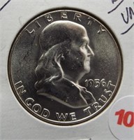 1956 Franklin UNC Silver Half Dollar. BU.