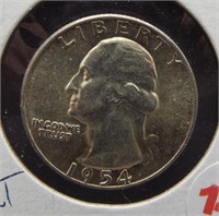 1954 Washington Silver Quarter. Recut Tail
