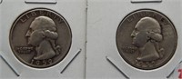 (2) Washington Silver Quarters. Dates: 1959,