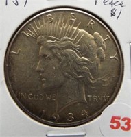 1934 Peace Silver Dollar.