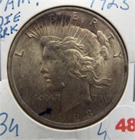 1923 Peace Silver Dollar. Die Break