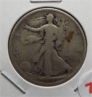 1918 Walking Liberty Silver Half Dollar.