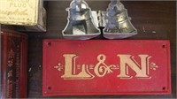 Liberty bell glass mold and a L&N cast iron sign