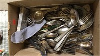 Box lot of vintage silver plate flatware ,
