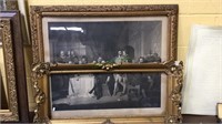 Two antique  gold gesso and wood frames , one