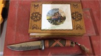 Wood jewelry box with items, and a panther