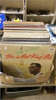 Box lot of record albums including Nat King Cole