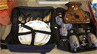 Like new picnic travel set with plates, glasses,
