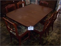 Solid Wood Cherry Table & 6 Chairs with Leaf
