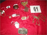 Button Hook Skeleton Keys, Glass Marble, Misc.