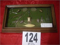 Shadow Box with Antique Sewing Items