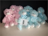 Plush Pink & Blue Stuffed Animals - New - 7 Each