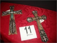 Set of 2 Decorative Wall Hanging Crosses