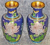 Two Matching Cloisonne Vases