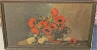 Large R.A, Fox Vintage Lithograph "Poppies"
